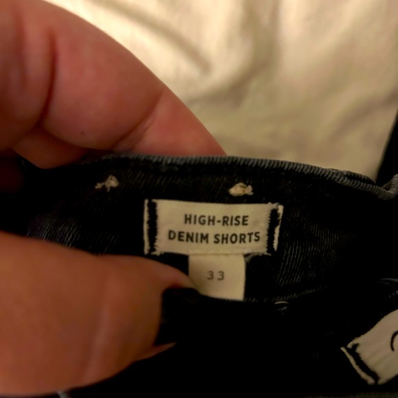Madewell Distressed Black Denim High Rise Shorts with Stretch-Size 33 - Picture 4 of 4